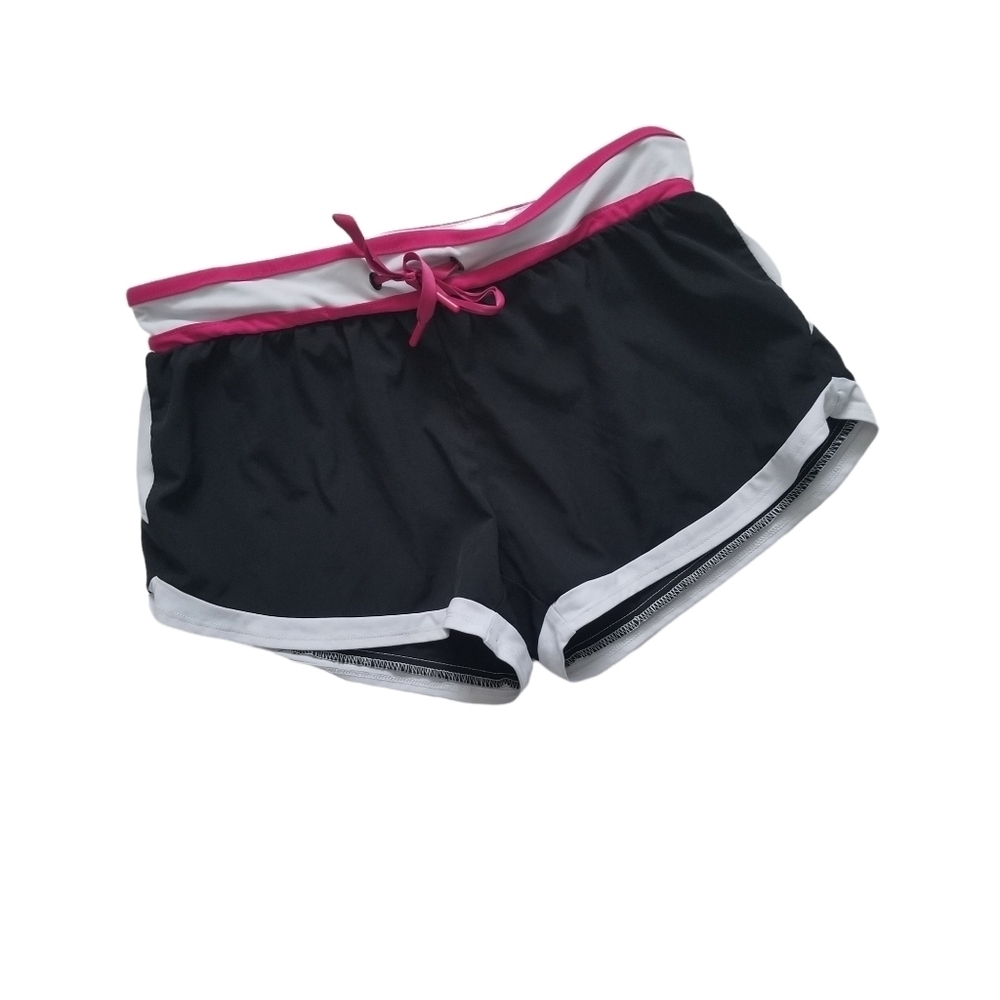 Fabletics Lightweight Riho Mixed-Media Athletic Shorts Size Small Black.